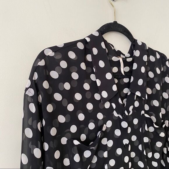 Free People-Sheer Polka Dot Long Sleeve Blouse - Picture 4 of 7